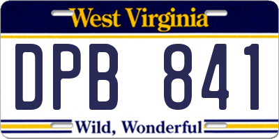 WV license plate DPB841