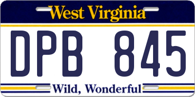 WV license plate DPB845