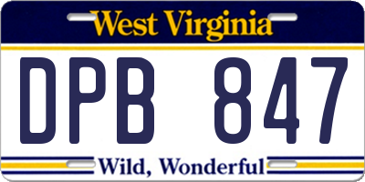WV license plate DPB847