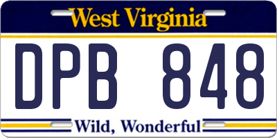 WV license plate DPB848