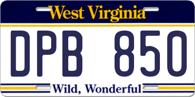 WV license plate DPB850