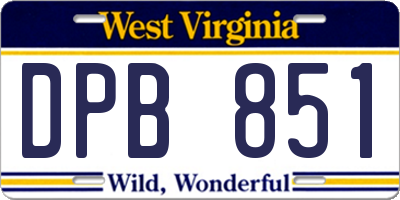 WV license plate DPB851