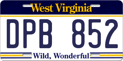 WV license plate DPB852