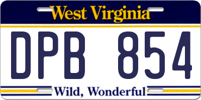 WV license plate DPB854