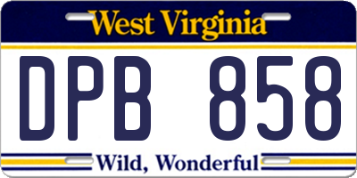 WV license plate DPB858