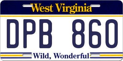 WV license plate DPB860