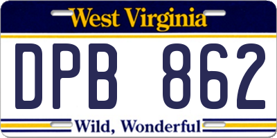 WV license plate DPB862