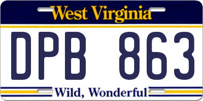 WV license plate DPB863
