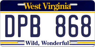 WV license plate DPB868