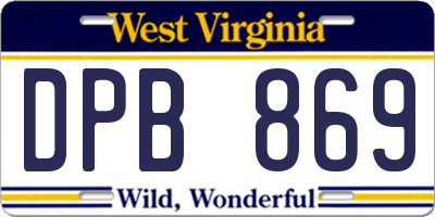 WV license plate DPB869
