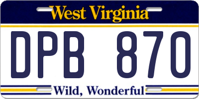 WV license plate DPB870
