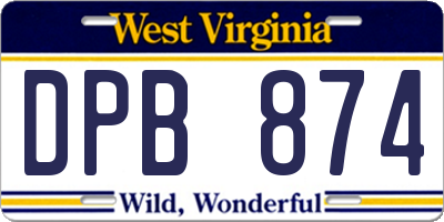 WV license plate DPB874