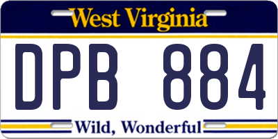 WV license plate DPB884