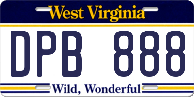WV license plate DPB888