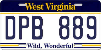 WV license plate DPB889