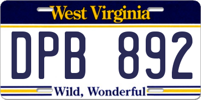 WV license plate DPB892