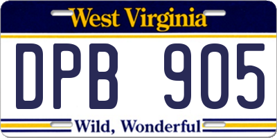 WV license plate DPB905