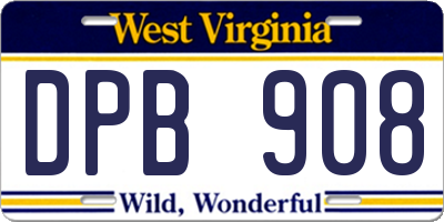 WV license plate DPB908
