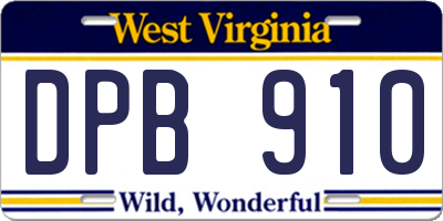 WV license plate DPB910