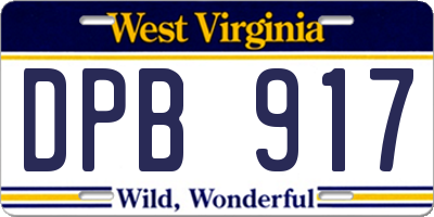 WV license plate DPB917