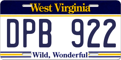 WV license plate DPB922