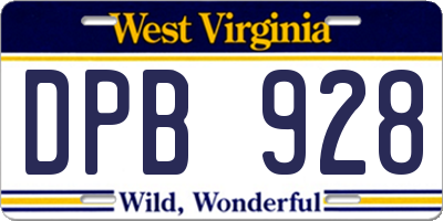 WV license plate DPB928