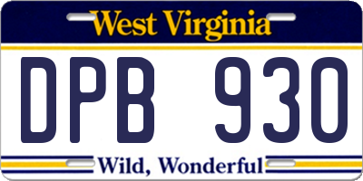WV license plate DPB930