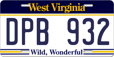 WV license plate DPB932