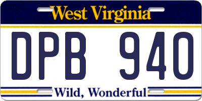 WV license plate DPB940