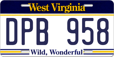 WV license plate DPB958