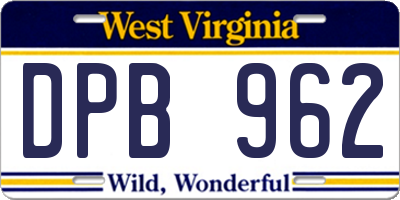 WV license plate DPB962