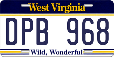 WV license plate DPB968