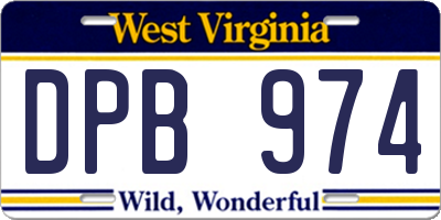WV license plate DPB974