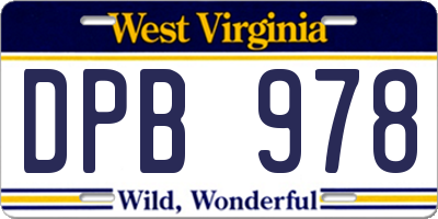 WV license plate DPB978