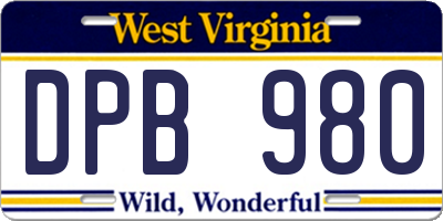 WV license plate DPB980