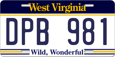 WV license plate DPB981