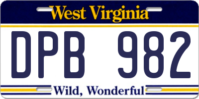 WV license plate DPB982