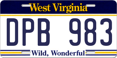 WV license plate DPB983