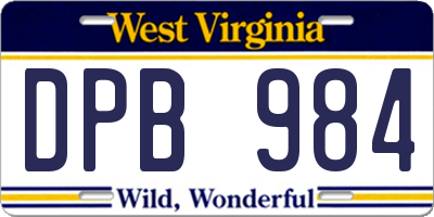 WV license plate DPB984