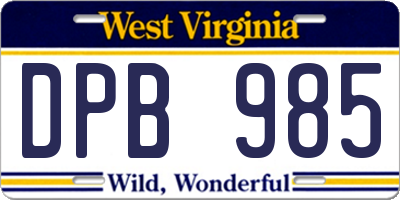 WV license plate DPB985