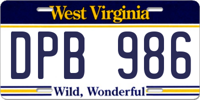 WV license plate DPB986