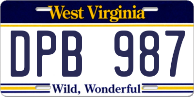 WV license plate DPB987