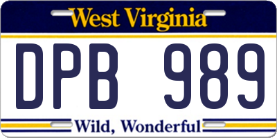 WV license plate DPB989