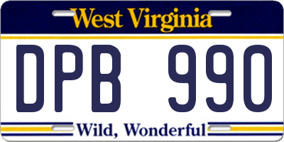 WV license plate DPB990