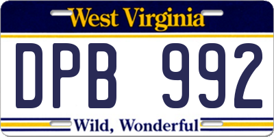 WV license plate DPB992