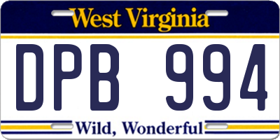 WV license plate DPB994