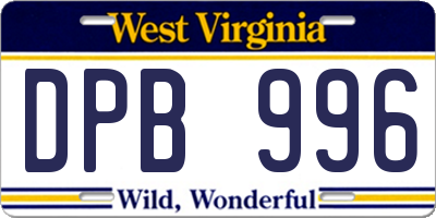 WV license plate DPB996