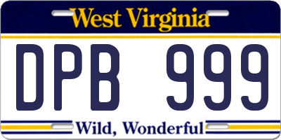 WV license plate DPB999