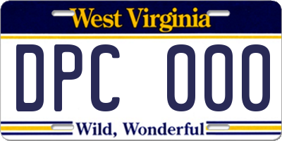WV license plate DPC000