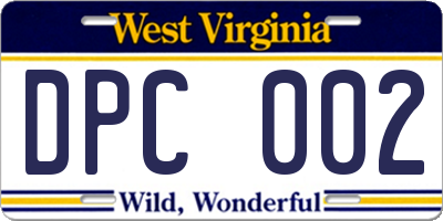 WV license plate DPC002